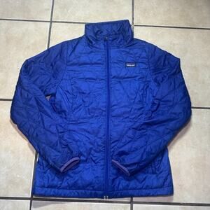 Patagonia Nano Puff Quilted Jacket Full Zip Purple Girls Kids Size XL (14) READ!